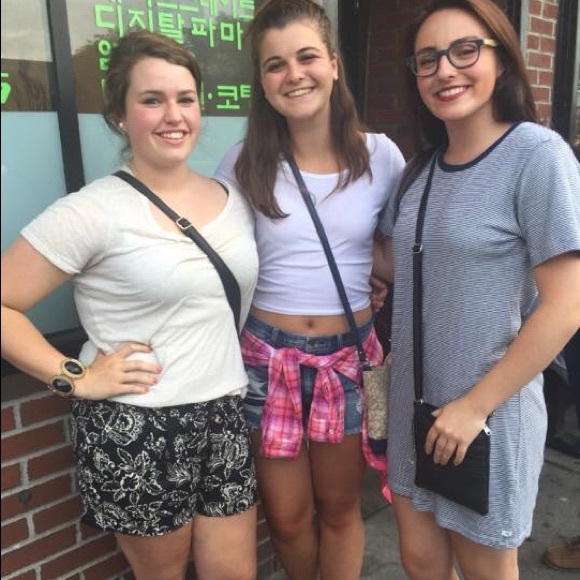 Navy Blue and White Striped Obey T-shirt Dress - Picture 5 of 5